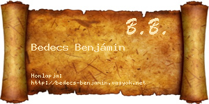 Bedecs Benjámin névjegykártya